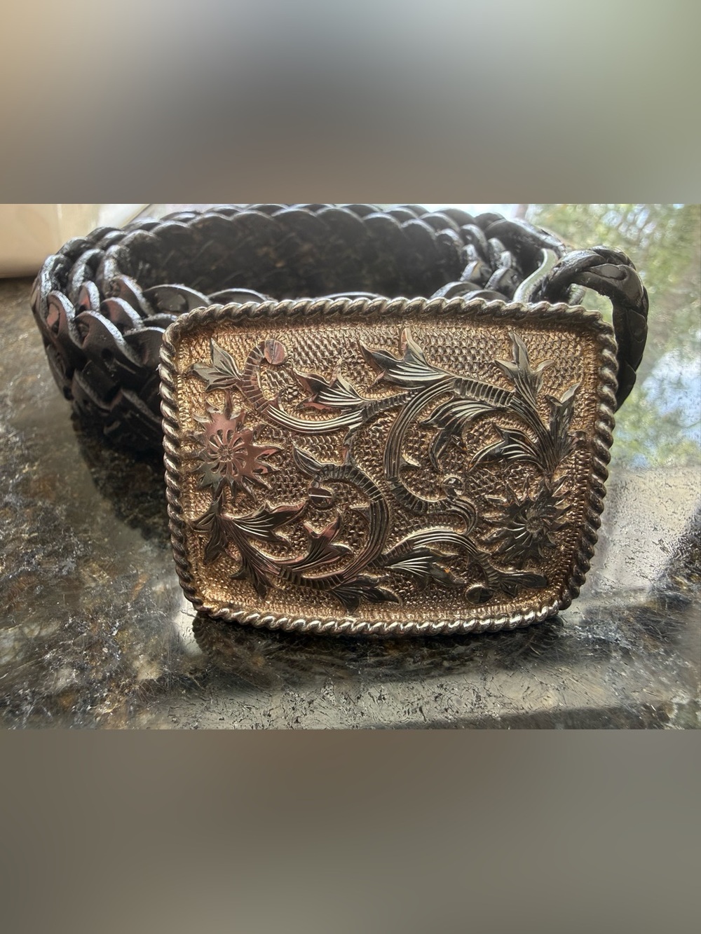 STUNNING VINTAGE TAXCO MEXICO 925 STERLING SILVER ENGRAVED FLORAL BUCKLE